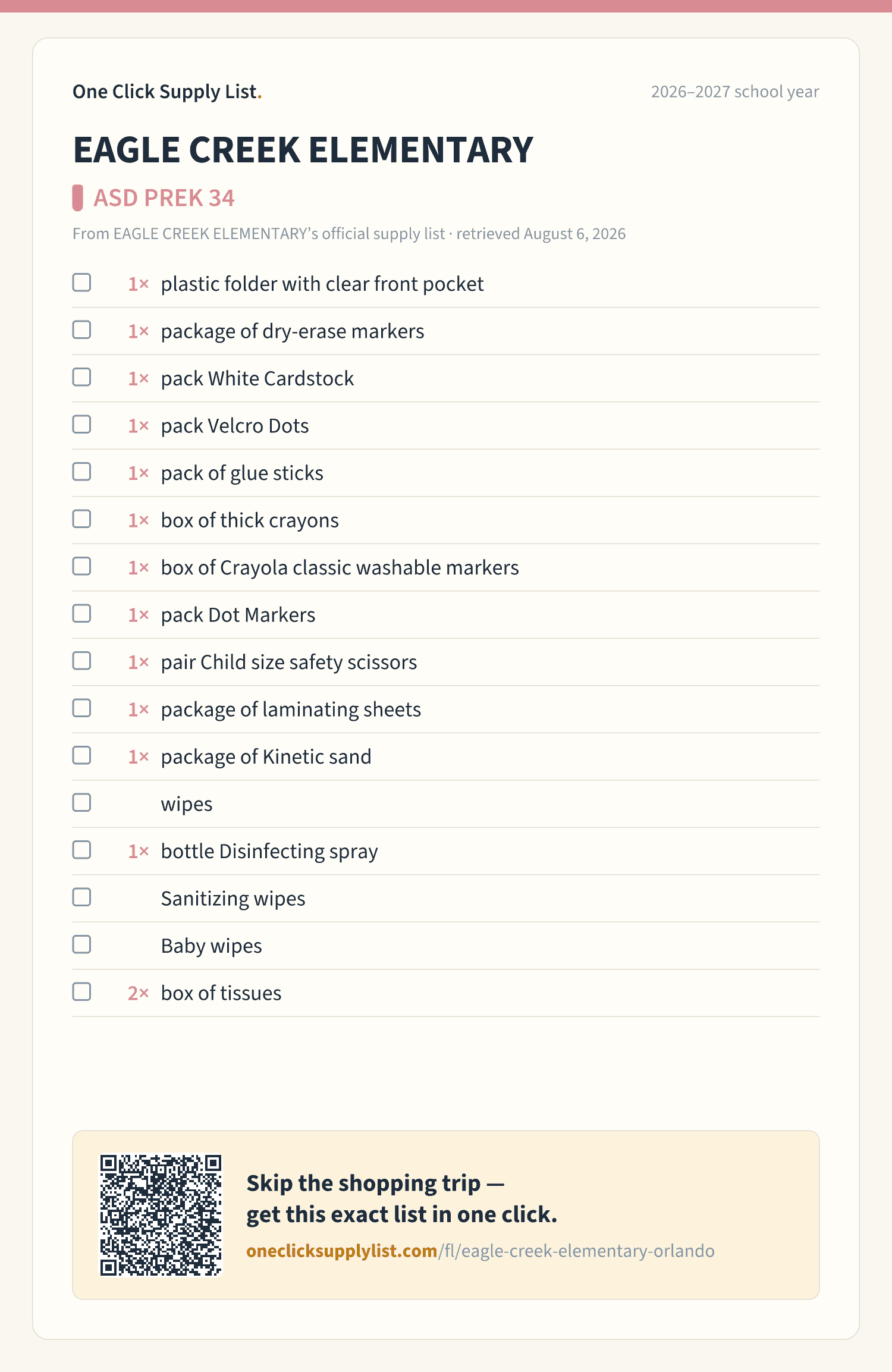 EAGLE CREEK ELEMENTARY ASD PREK 34 supply list — printable image