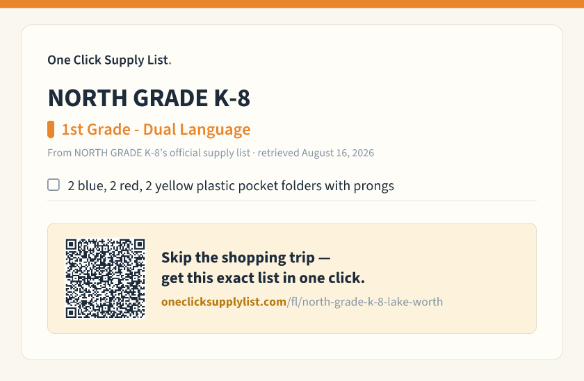 NORTH GRADE K-8 1st Grade - Dual Language supply list — printable image